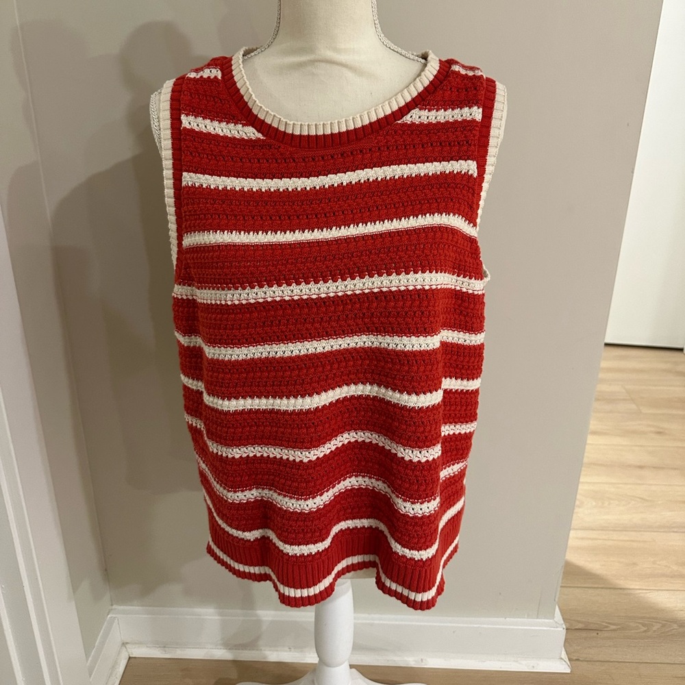 Torrid Size 3 Red and White Striped Sleeveless Sweater